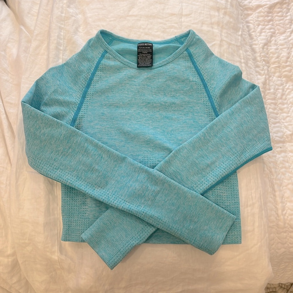 Pink Active long sleeve crop workout top